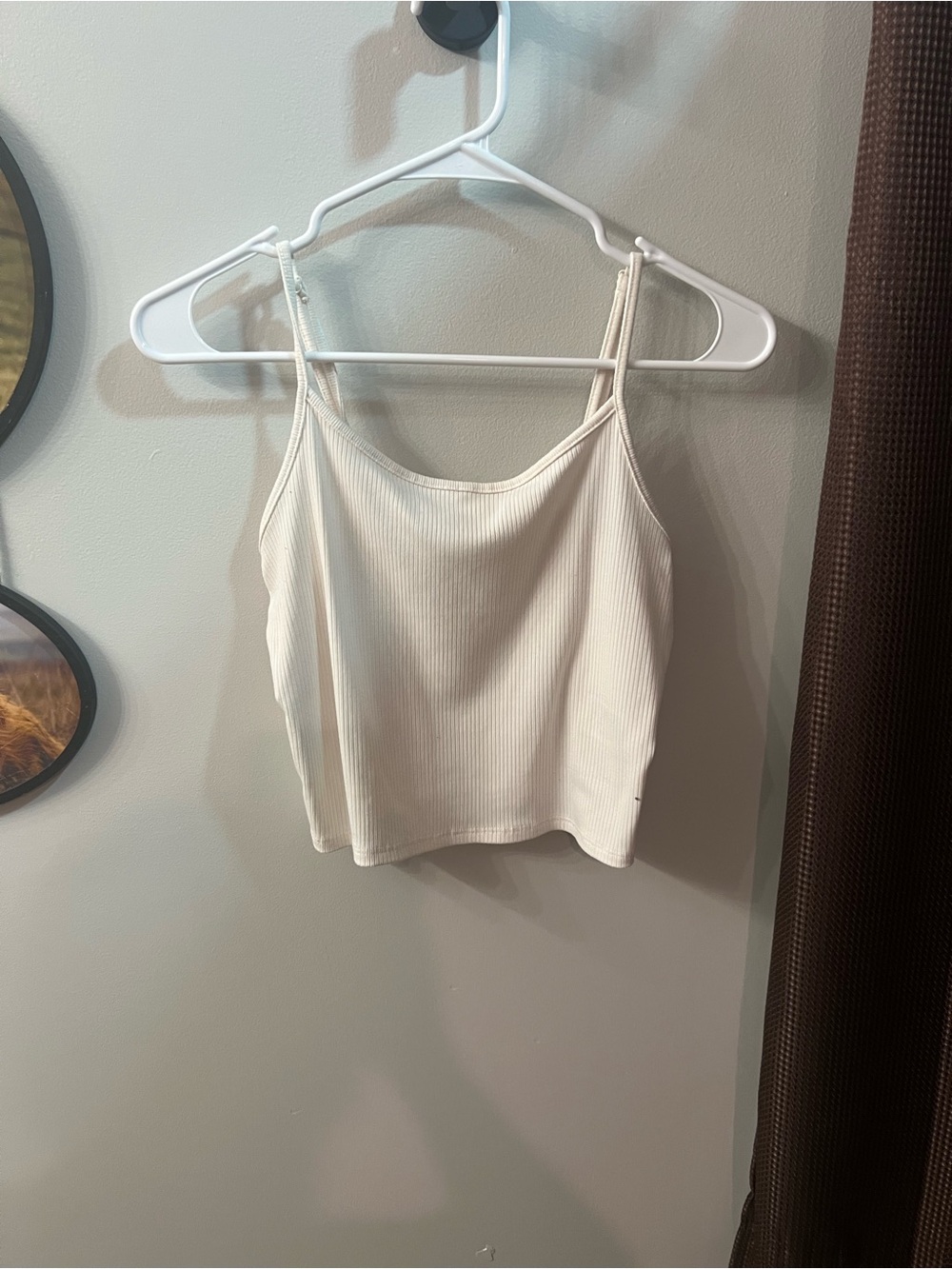 American Eagle Outfitters Cream Ribbed Spaghetti Strap Cami